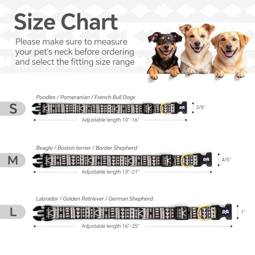 QQPETS Reflective Dog Collar with Soft Neoprene Padded Breathable Nylon Pet Collar Adjustable for Small Medium Large Dogs - color: Geometry, size: S