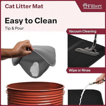 Filbert Cat Litter Mat, Foldable Cat Litter Mat, 23.6"x 14.8", Honeycomb Design, Skid-Proof, Water-Proof, Double Layer, Easy to Clean, Less Waste, Turquoise - color: Turquoise