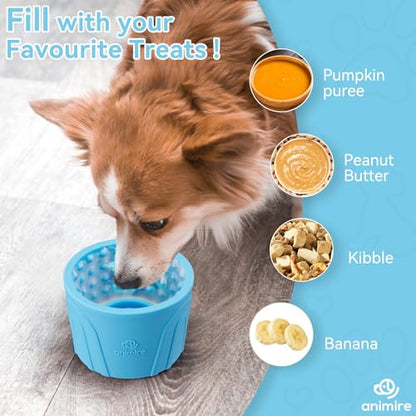 Dog Slow Feeder Lick Bowl, Anxiety Relief Dog Licking Mat Treat Dispenser, Non-Slip Anti-Choking Slow Eating Lick Bowl for Small Medium and Large Breed Dogs, BPA Free Silicone (M-L) - color: Light blue, size: M-L