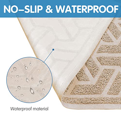 UPSKY Cat Litter Mat, Litter Trapping Mat Soft on Kitty Paws, Large Litter Box Mat 35" x 24" Scatter Control for Indoor Cats Waterproof and Extra Large Pretty Litters Carpet - color: E-Beige