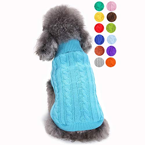 Dog Sweater for Small, Medium, Large Dogs - Warm Winter Classic Turtleneck Pet Clothes Coat for Girls Boys Puppy Cat - Cute Christmas Sweater - color: Blue, size: XX-Small