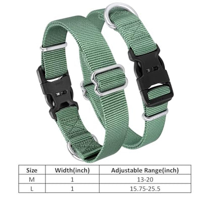 Mikivery Nylon Dog Collar with Quick Release Buckle Soft Adjustable Sturdy for Small Medium Large Dogs Emerald,M - color: Emerald, size: M：13"-20"