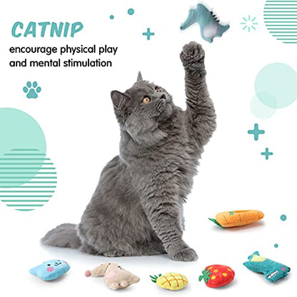 Gejoy 20 Pack Catnip Toys for Indoor Cat Plush Kitten Cat Chew Toys Catnip Kitten Entertaining Interactive Safe Teeth Cleaning Dolls(Lovely) - style: Lovely