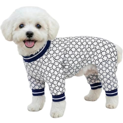 Vet-Approved Calming Dog Pajamas & Onesie for Medium Small Dogs, Ultra-Premium Hypoallergenic 100% Organic Pebble Cotton, Allergy Protection & Soothing Comfort, Size M (7-11lbs) - color: Heart, size: M-(7-11lbs) Chest: 15.8"