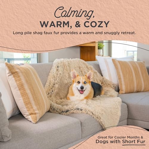 Best Friends by Sheri Calming Shag Dog Blanket – Ultra Soft Faux Fur Pet Throw, Anxiety-Relief, Lightweight Warm Bed Cover for Dogs and Cats, Machine Washable, Taupe, 30" x 40" - color: Taupe, size: 30" x 40"