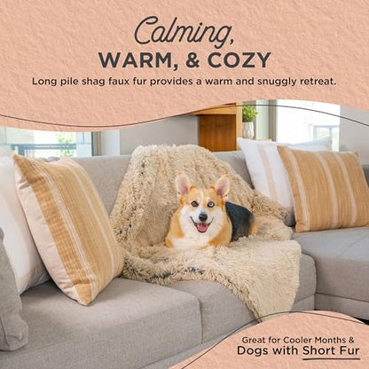 Best Friends by Sheri Calming Shag Dog Blanket – Ultra Soft Faux Fur Pet Throw, Anxiety-Relief, Lightweight Warm Bed Cover for Dogs and Cats, Machine Washable, Taupe, 30" x 40" - color: Taupe, size: 30" x 40"