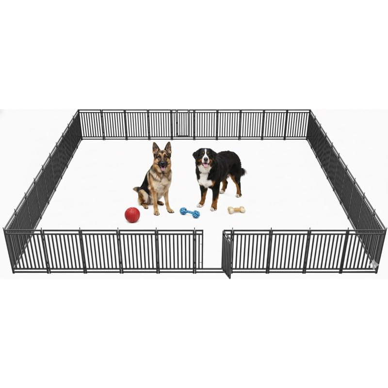 Dog Playpen Dog Fence Outdoor for Yard 40" H with 40 Panels Sturdy Portable Puppy Playpen for Indoor Outdoor RV Camping Use - Black Silver - style: 40 Panels