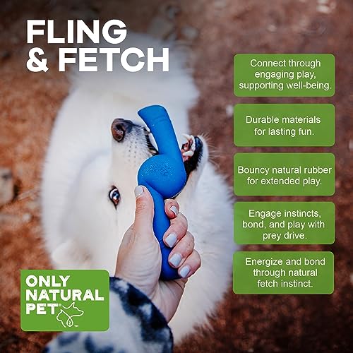 Only Natural Pet Rubber Bond Building Fetch Tug Dog Toy - Stick Floating Small Puppy Teach Durable Throw Launcher Flying Frisbee Boomerang Tough Aggressive Puller Chewers - Fling & Fetch/Dark Blue - color: Dark Blue