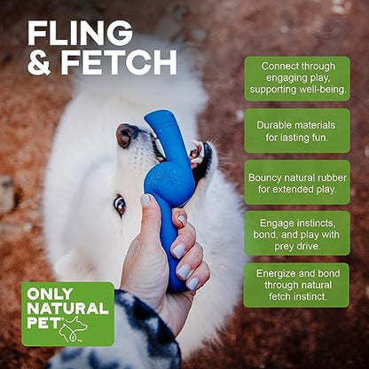 Only Natural Pet Rubber Bond Building Fetch Tug Dog Toy - Stick Floating Small Puppy Teach Durable Throw Launcher Flying Frisbee Boomerang Tough Aggressive Puller Chewers - Fling & Fetch/Dark Blue - color: Dark Blue