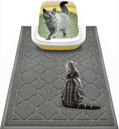 WePet Cat Litter Box Mat, Kitty Premium PVC Pad, Durable Trapping Rug, Phthalate Free, Urine-Resistant, Scatter Control, L 35 x 23 Inch, Grey - color: #03 Grey, style: Medallion/35 x 23 Inch