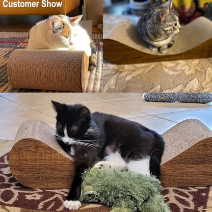 Simple Delxue Horizontal Cat Scratcher Pad, 23.6" Large Cat Scratcher Cardboard Lounge Bed, 100% Recyclable & Reversible Durable Cat Scratching Board - color: Bone Wood