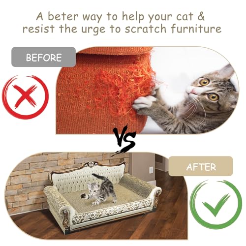 Luxury Cardboard Cat Scratcher Sofa Bed, Couch Shaped Scratching Board, Scratch Lounge with Catnip, Scratcher for Indoor Cats Large Grey - color: Grey Lounge