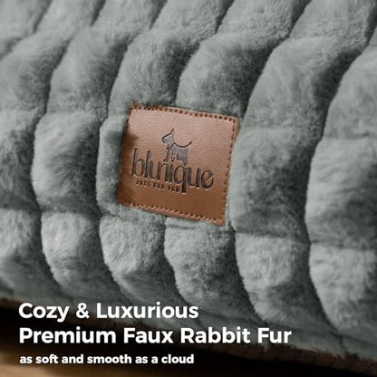 Cute Small Dog Couch Bed – Supportive & Fluffy Pet Sofa with Faux Rabbit Fur Washable Cover in 3D Diamond Pattern, 30" Grey - color: Grey, size: Medium: 30"L x 20"W x 10"Th