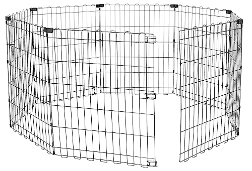 Amazon Basics Foldable Octagonal Metal Exercise Dog Playpen - Indoor/Ou, , Blacktdoor, No Door, Small (8 Panels, 24 x 30), Easy to assemble, store, and customize, 30" - Small, Black - style: Without door