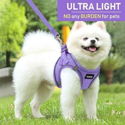Small Pet Harness Collar and Leash Set, Step in No Chock No Pull Linen Fabric Soft Mesh Dog Vest Harnesses Reflective for Dogs Puppy Cats Kitten Rabbit (Purple, XS) - color: Purple, size: X-Small