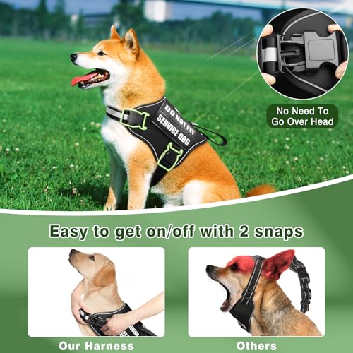 Service Dog Vest Harness and Leash Set+10 Patches,No Pull&Easy Walk Reflective Dog Harness with Soft Padded Handle for Training/Everyday,Fit Small/Medium/Large/Extra-Large Dogs (Black S) - color: Black, size: Small