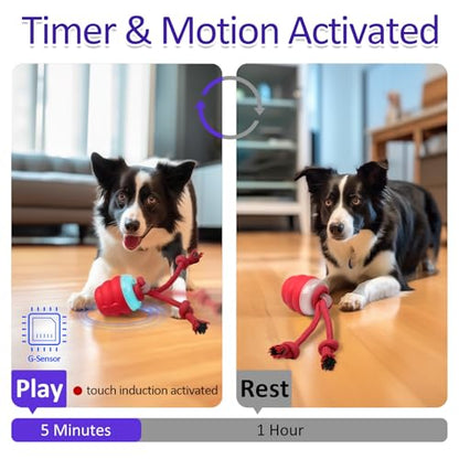 Giociv Interactive Dog Toys with Motion Activated, Squeaky Dog Toy Active Rolling Ball Wicked Ball for Daily Training - color: RED