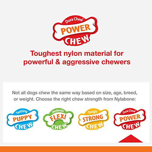 Nylabone Textured Bone Power Chew Toy for Dogs, Durable & Tough Dog Toys for Aggressive Chewers, Basted Blast Bacon and Steak Flavor, X-Large Dogs - 50+ lbs, 1 Count - size: X-Large