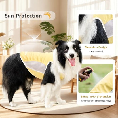 Dog Shirt, Cooling Vest Lightweight Breathable, Dog T-Shirts All-Season Sun Protection Quick Dry Soft Stretchy Reflective Tank Top - Small Medium Large Dogs (Melon Green+Soft Yellow, Medium) - color: Melon Green+Soft Yellow, size: Medium (24-35lbs)
