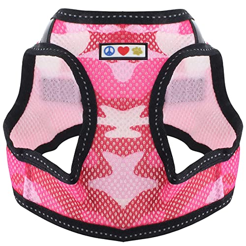 Pawtitas Dog Vest Harness Made with Breathable Air Mesh | All Weather Vest Harness for Extra Extra Small Puppies and Cats with Quick-Release Buckle - Extra Extra Small Pink Camo Mesh Dog Harness - color: Pink Camouflage, size: 2 Extra Small