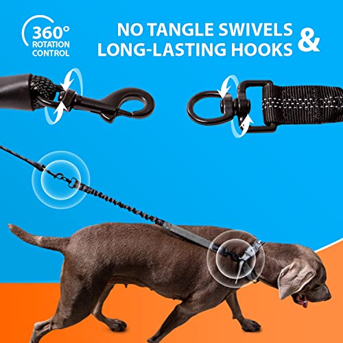 SparklyPets - Heavy Duty Bungee Rope Leash for Large and Medium Dogs - No Pull, Shock Absorber Long Dog Training Lead - No Slip Reflective Line for Outside (5.5 Ft Bungee Leash) - color: Black