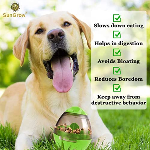 SunGrow Puppy, Small Dog Breeds, and Cat Treat Ball, Slow Pet Feeder, Boredom Buster, Adjustable Food Dispenser, Ends Naughty Chewing and Bloat, Encourages Exercise, Interactive Puzzle Feeder, 4.6” - color: Green