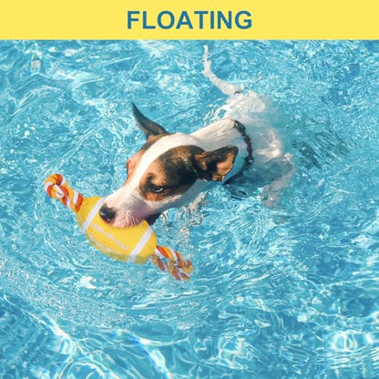 BEAUTYZOO Floating Dog Pool Toys for Small/Medium Dogs - Durable Chew-Resistant Squeaky Water Dog Toy with Rope, Interactive Fetch & Tug of War, Summer Swimming Beach Play (Oxford Fabric) - color: Yellow