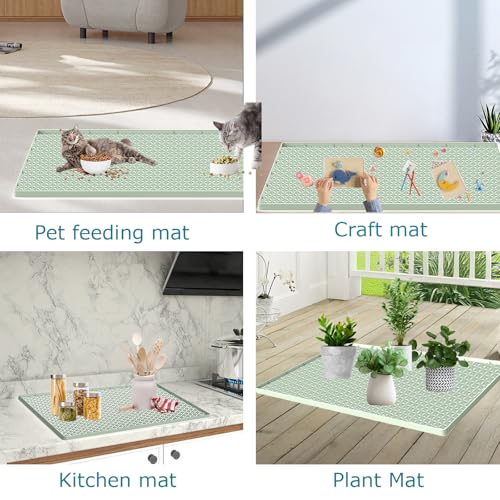 Cat Litter Mat for Litter Box, Silicone Large Cat Litter Trapping Mat - 51.2x25.6 in, Waterproof & Non-Slip, Durable & Easy Clean, Green - color: Green, size: 1 Count (Pack of 1)
