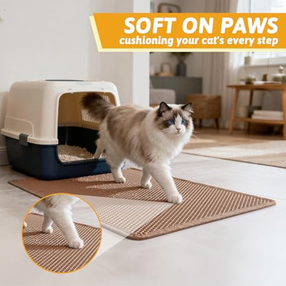 Pieviev Cat Litter Mat Double Layer Waterproof Urine Proof Trapping Mat 1 Pack (30''X24'', Brown) - color: Brown