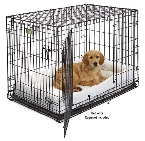 MidWest Homes for Pets Large QuietTime Double Bolster Pet Bed, White Plush 42-Inch Crate Mat with Stacked Bolsters, Machine Washable, Secure Fit with Elastic Straps - color: White Plush, size: 42-Inch