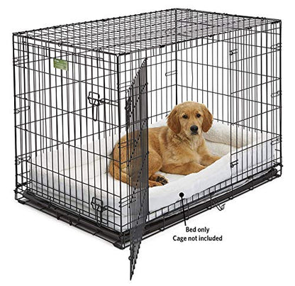 MidWest Homes for Pets Large QuietTime Double Bolster Pet Bed, White Plush 42-Inch Crate Mat with Stacked Bolsters, Machine Washable, Secure Fit with Elastic Straps - color: White Plush, size: 42-Inch