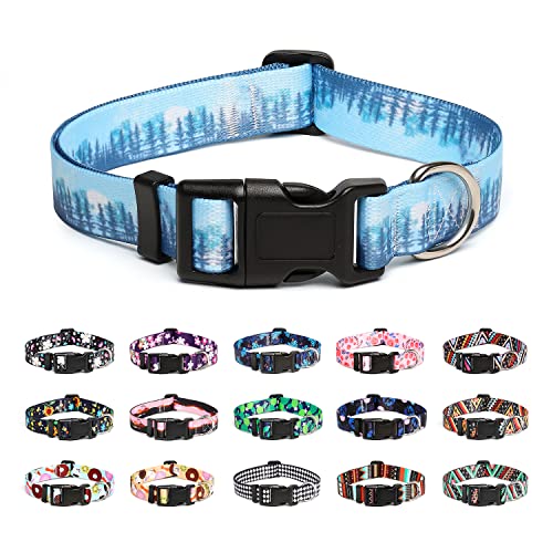Mercano Adjustable Dog Collar - Special Design Patterns, Soft Nylon Comfortable Durable Pet Collar for Small Medium Large Dogs (XS, Forest) - color: Forest, size: Extra Small