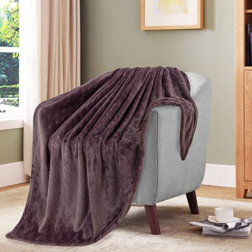 TOONOW Fleece Blanket Super Soft Cozy Throw Blanket 50" x 60", Lightweight Fuzzy Comfy Textured Flannel Blanket Warm Plush Throw Blankets for Couch, Sofa, Bed, Purple - color: Purple, size: Throw-50" x 60"