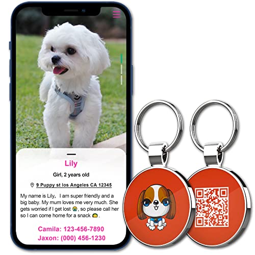 QR Code Pet ID | Personalized Dog & Cat Collar Tag | Online Profile with Instant Scanned Location Alert Email - style: Little Girl