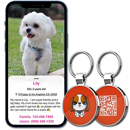 QR Code Pet ID | Personalized Dog & Cat Collar Tag | Online Profile with Instant Scanned Location Alert Email - style: Little Girl