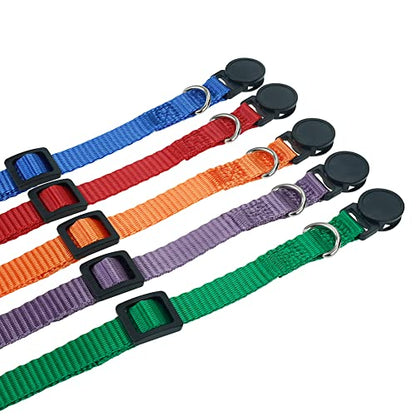 Luck Dawn Puppy ID Collars,15 PCS Identification Soft Nylon Puppy Collars, Adjustable Breakaway Safety Whelping Litter Collars for Newborn Puppies Kitten – Set of 15 (Round Button M (Pack of 15)) - size: Round Button M (Pack of 15)