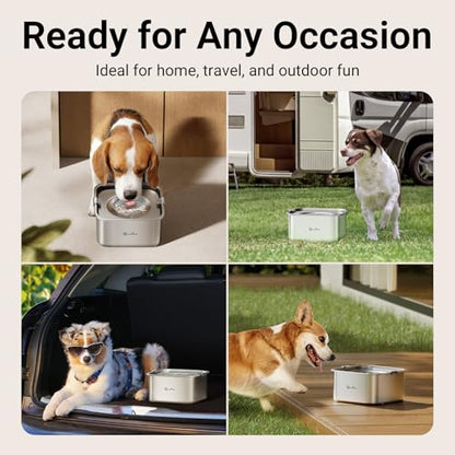 DownyPaws No Spill Water Bowl for Dogs,101oz/3L Stainless Steel Slobber Stopper, No Drip Slow Drinking Dog Water Bowl, No Mess Dog Water Dispenser Spill Proof, Dishwasher Safe, Silver - color: Silver New