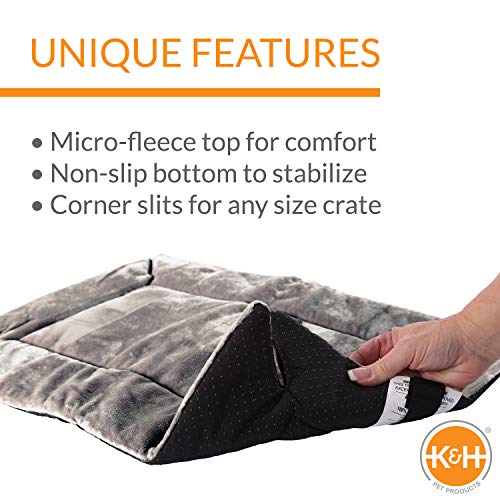 K&H Pet Products Self-Warming Crate Pad, Warming Dog Bed, Machine Washable Dog Mat, Gray X-Small 14 X 22 Inches (Pack of 2) - color: Gray, size: Extra-Small (14 in x 22 in) (Pack of 2)