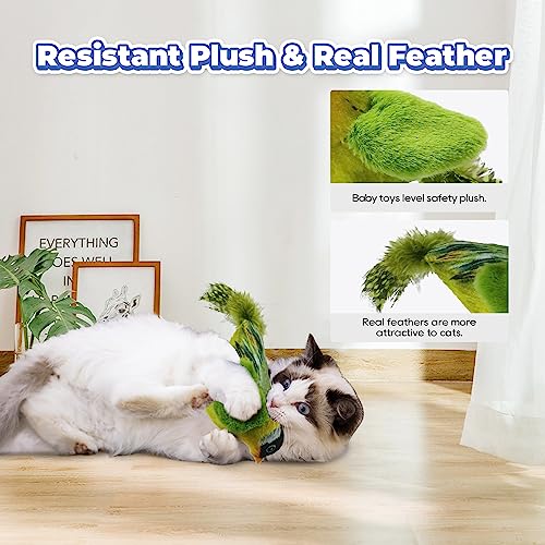 LEWISER Cat Toys Chirping Tit 2 Pcs with Catnip SilverVine, Suitable for Cat Wand Toys, Simulation Bird Design, Interactive Toys for Indoor Kitty Kitten Exercise, Green and Ground - color: Chirp Tit B