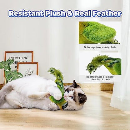 LEWISER Cat Toys Chirping Tit 2 Pcs with Catnip SilverVine, Suitable for Cat Wand Toys, Simulation Bird Design, Interactive Toys for Indoor Kitty Kitten Exercise, Green and Ground - color: Chirp Tit B