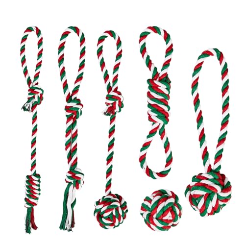 Pet Rope Toys (Small Christmas Colors 6pcs) - size: Medium Christmas colors 6pcs