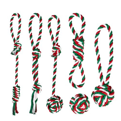 Pet Rope Toys (Small Christmas Colors 6pcs) - size: Medium Christmas colors 6pcs