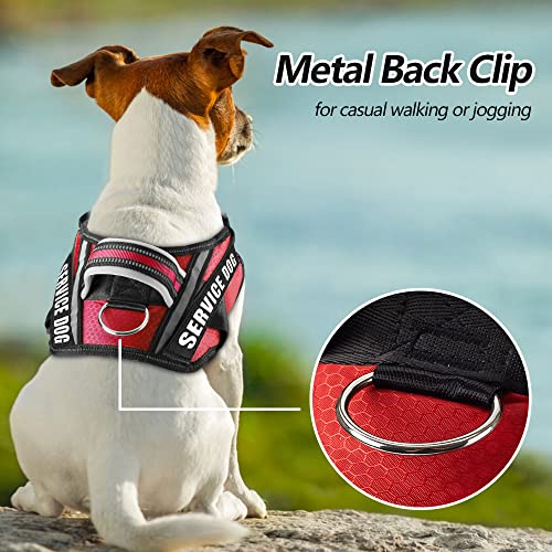 Dog Vest Harness and Patches Set, Animire in Training Service Dog Harness with 10 Dog Patches, Reflective Dog Vest with Handle for Small, Medium, Large, and Extra-Large Dogs - color: Red, size: X-SMALL(Chest:14-19 Inch)