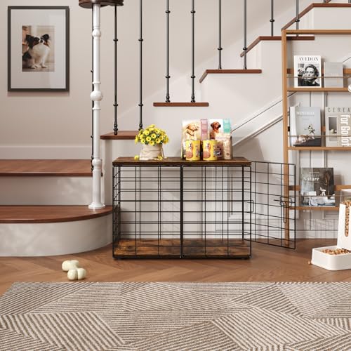 24 Inch Extra Small Dog Crate Furniture - Stylish Durable Indoor Dog Kennel with Storage Top & Secure Lock, Dog Crates for Small Dogs Under 10 lbs, Decorative End Table Pet House