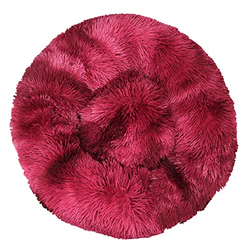 Modern Soft Plush Round Pet Bed for Cats or Dogs,16/20/24/28/31 inches Dog Cat Bed Warming Autumn Winter Indoor Snooze Sleeping Cozy Kitty Teddy Kennel,Multiple Sizes S-XXL - color: Tie-dyed red, size: 20x20inch