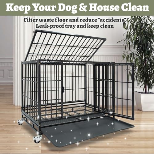 Two Levels 36 Inch Stackable Heavy Duty Dog Crate Cage Medium Sized Dog with Top Access, Basic Dog Crates for Small Medium Dogs 2 Door Dog Kennel Indoor with Tray and Wheels - size: 36 Inch-2 Pack