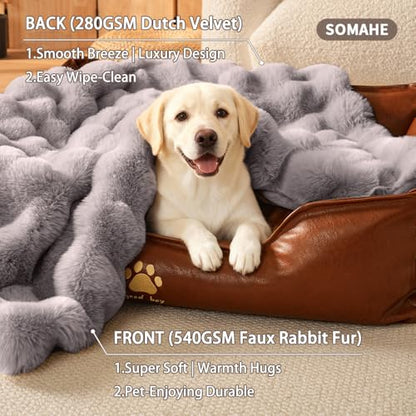 Dog Blanket, Reversible Sherpa & Bubble Fleece Pet Throw, Ultra-Soft Plush for Medium Dogs, Machine Washable, Anti-Static, Warm & Cozy, 39"×31" Inch Gray - color: Gray, size: 39"L x 31"W Inches