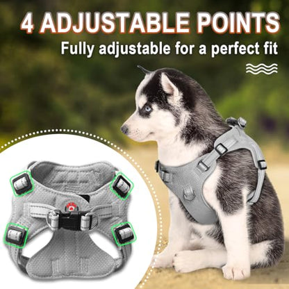 BARKBAY Dog Harness, Reflective Adjustable No Pull Harness, Breathable Soft, Grey, XXS - color: Grey, size: XX-Small