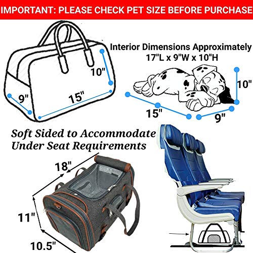 Mr. Peanut's Airline Approved Soft Sided Pet Carrier, Low Profile Gold Series Tote, Premium Brand Self Locking Zippers, Under Seat Compatibility, Plush Faux Fleece Bedding with a Sturdy Plywood Base - color: Charcoal Ash