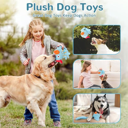 Fuufome Squeaky Dog Toys for Medium and Small Dogs-Interactive Tug of War Toy for Puppy Teething,Great Plush Dog Toy for Dogs to Keep Them Busy - color: sky blue